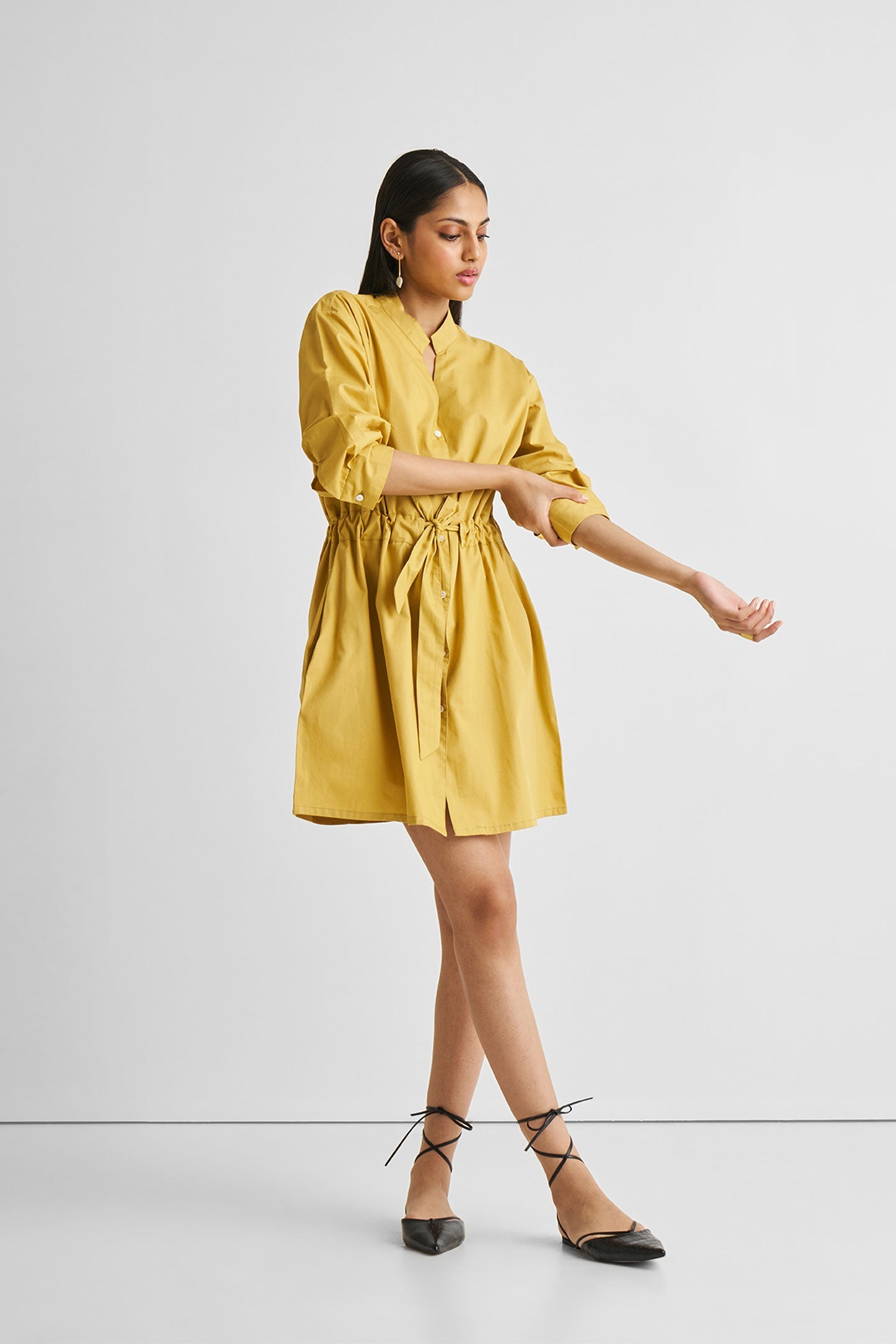 Short Tie Waist Dress in Tuscan Sun