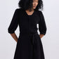 Short Dress with a Waist-tie in Black