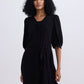 Short Dress with a Waist-tie in Black