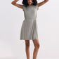 Short Dress With Smocking Side Detail in Light Olive
