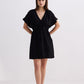 Oversized Gathered Short Dress in Black