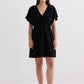 Oversized Gathered Short Dress in Black