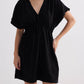 Oversized Gathered Short Dress in Black