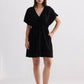 Oversized Gathered Short Dress in Black