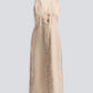 Straight Dress with Front Slit in Neutral Beige Hemp