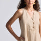 Straight Dress with Front Slit in Neutral Beige Hemp