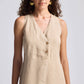 Straight Dress with Front Slit in Neutral Beige Hemp
