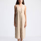 Straight Dress with Front Slit in Neutral Beige Hemp