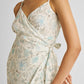 Strappy Wrap Dress in Blue Florals