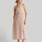 Strappy Gathered Floral Midi Dress