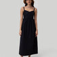 Strappy Gathered Midi Dress in Black