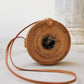Tan Tien Buffalo Horn Centerpiece Circle Wicker Rattan Bag