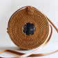 Tan Tien Buffalo Horn Centerpiece Circle Wicker Rattan Bag