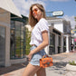 Studded Small Leather Crossbody Bag Orange Purse Cute Handbag  Women's Handbag