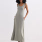 Tie-Detail Maxi Dress in Light Olive