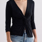 Twist Front Knit Shirt in Black