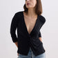 Twist Front Knit Shirt in Black