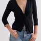 Twist Front Knit Shirt in Black