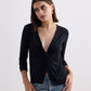 Twist Front Knit Shirt in Black