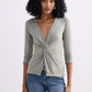 Twist Front Knit Shirt in Light Olive