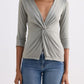 Twist Front Knit Shirt in Light Olive