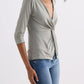 Twist Front Knit Shirt in Light Olive