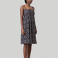 Ruched Strappy Mini Black Floral Dress