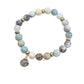 Amazonite Stretch Bracelet with Hand-Wrapped Green Rutilated Quartz in Gold