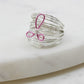 Marcia Silver Wire Wrap Ring with Breast Cancer Ribbon
