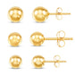 14K Yellow Gold Ball Stud Earrings Set – 3 Sizes (4mm, 5mm, 6mm) with Friction Backs