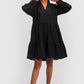 V-neck Tiered Dress in Black