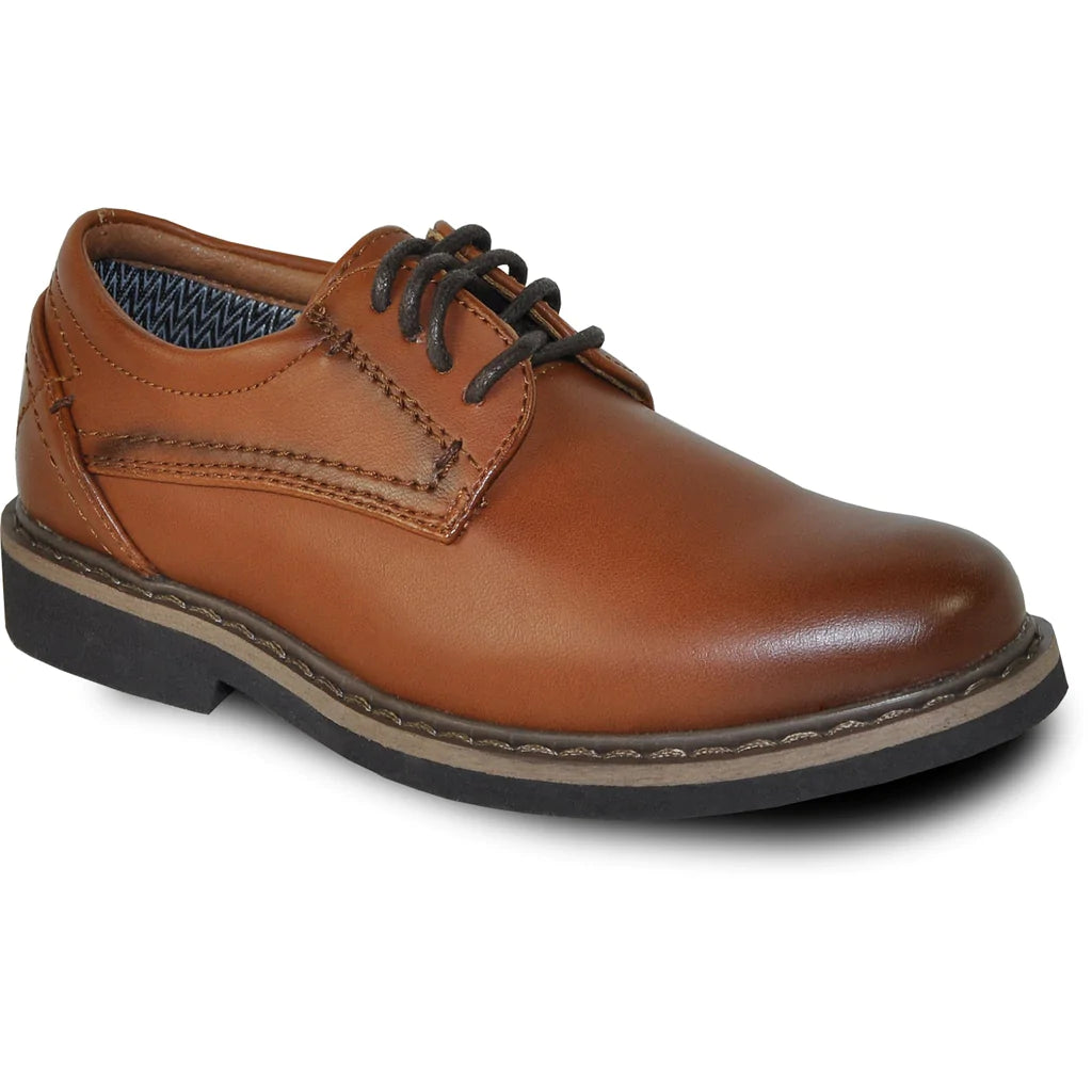 VANGELO Boy VALLO-1PKID Dress Shoe Formal Tuxedo for Prom & Wedding Brown Matte