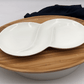 Bamboo And Fine Porcelain Oval Dish/plate Setting