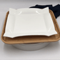 Square Bamboo And Fine Porcelain Contemporary Dinnerware Set