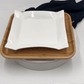 Square Bamboo And Fine Porcelain Contemporary Dinnerware Set