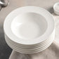 White Porcelain Deep Plate With Embossed Wide Rim 9" inch | Set Of 6 In Gift Box