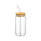 GLASS CAN WITH BAMBOO LID & STRAW 17 FL OZ | 500 ML