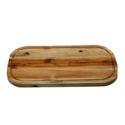 [ Set of 3 ] Zavis Green Acacia Wood Serving Rounded Cutting Board With Juice Groove 18" X 10" | Dishwasher Safe