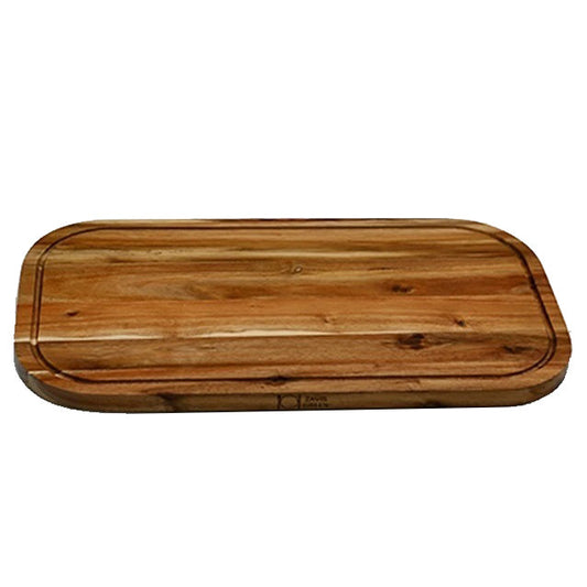 [ Set of 3 ] Zavis Green Acacia Wood Serving Rounded Cutting Board With Juice Groove 20" X 11" | Dishwasher Safe