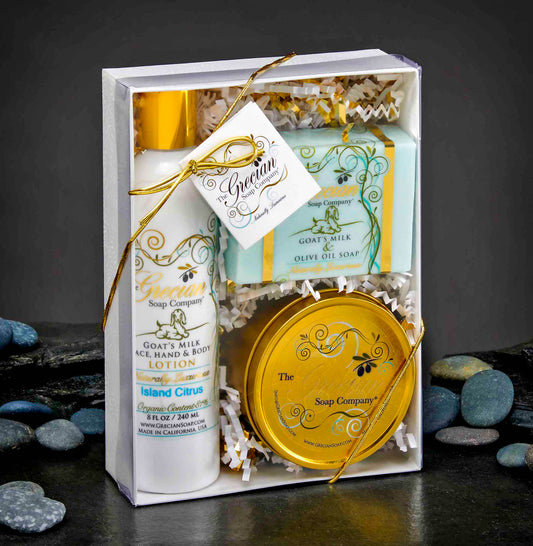 Geschenkset Lotion, Seife und Kerze – Orangenblüte