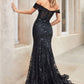 Off The Shoulder Lace Fit And Flare Gown