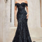 Off The Shoulder Lace Fit And Flare Gown