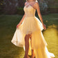 High Low Halter Beaded Ball Gown