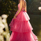 High Low Halter Beaded Ball Gown