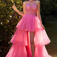 High Low Halter Beaded Ball Gown