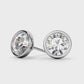 Bezel Round Lab Grown Diamond Stud Earrings in 14K White or Yellow Gold - 2.00 or 3.00 CTW