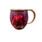 Set of Two Copper Barrel Mugs with Chiselled Skull (Day of the Dead), Hammered and Purple Marbled Finish