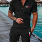 Casual Retro Plaid Printed PARIS Heat Transfer Patch Men's Beach Suit