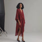 Front Twist Kaftan Dress in Burgundy