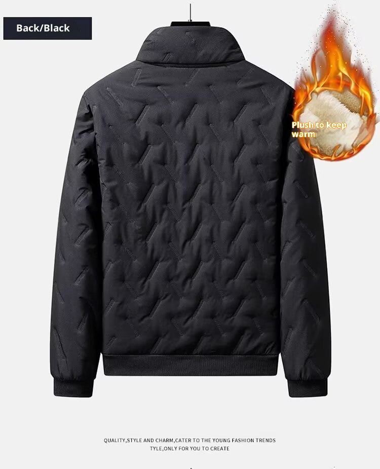 Men's Thickened Fleece Warm Turn-Down Collar Zipper Jacket Pants